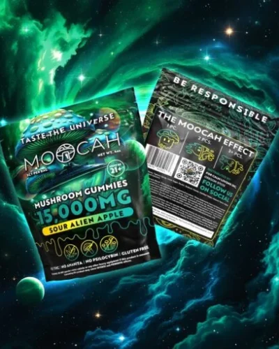 MOOCAH MUSHROOM SOUR ALIEN APPLE 15,000MG GUMMIES